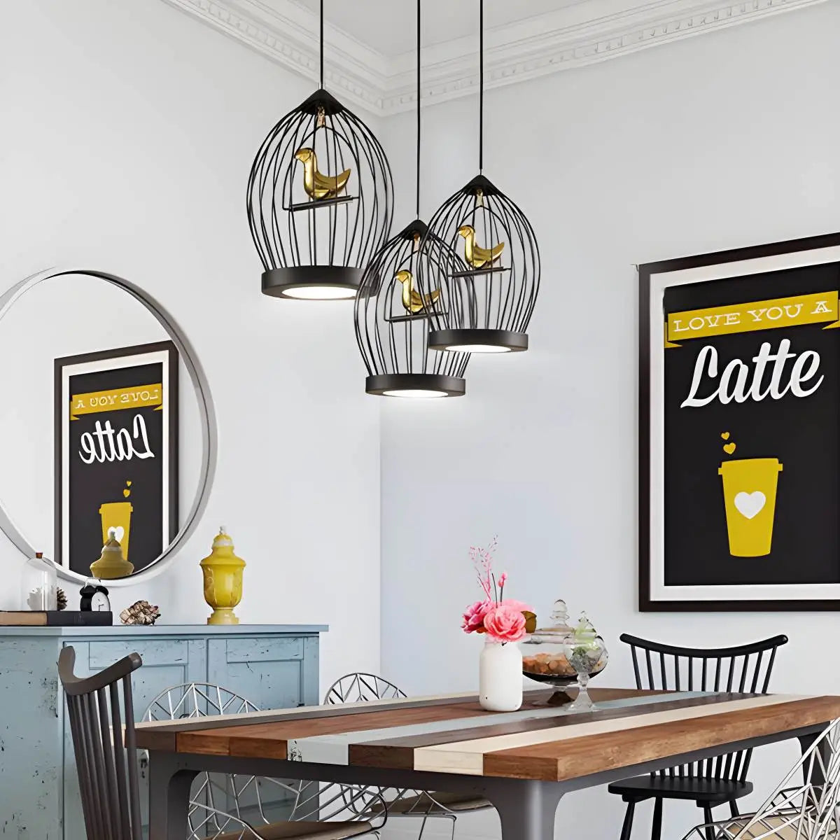 Feyran Creative Birdcage Pendant Light for Living Room