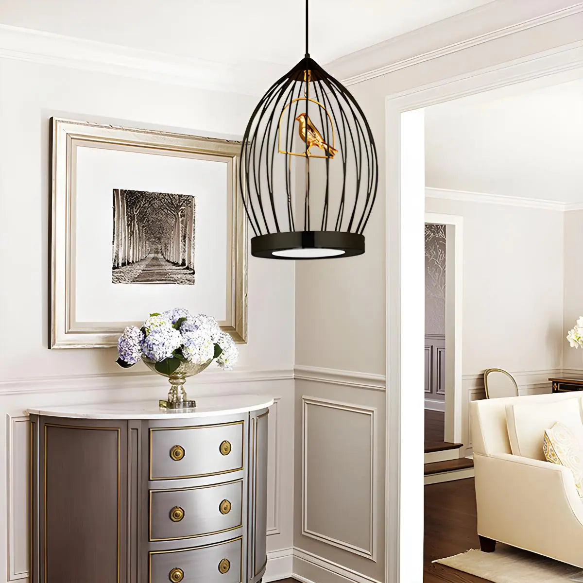Feyran Creative Birdcage Pendant Light for Living Room