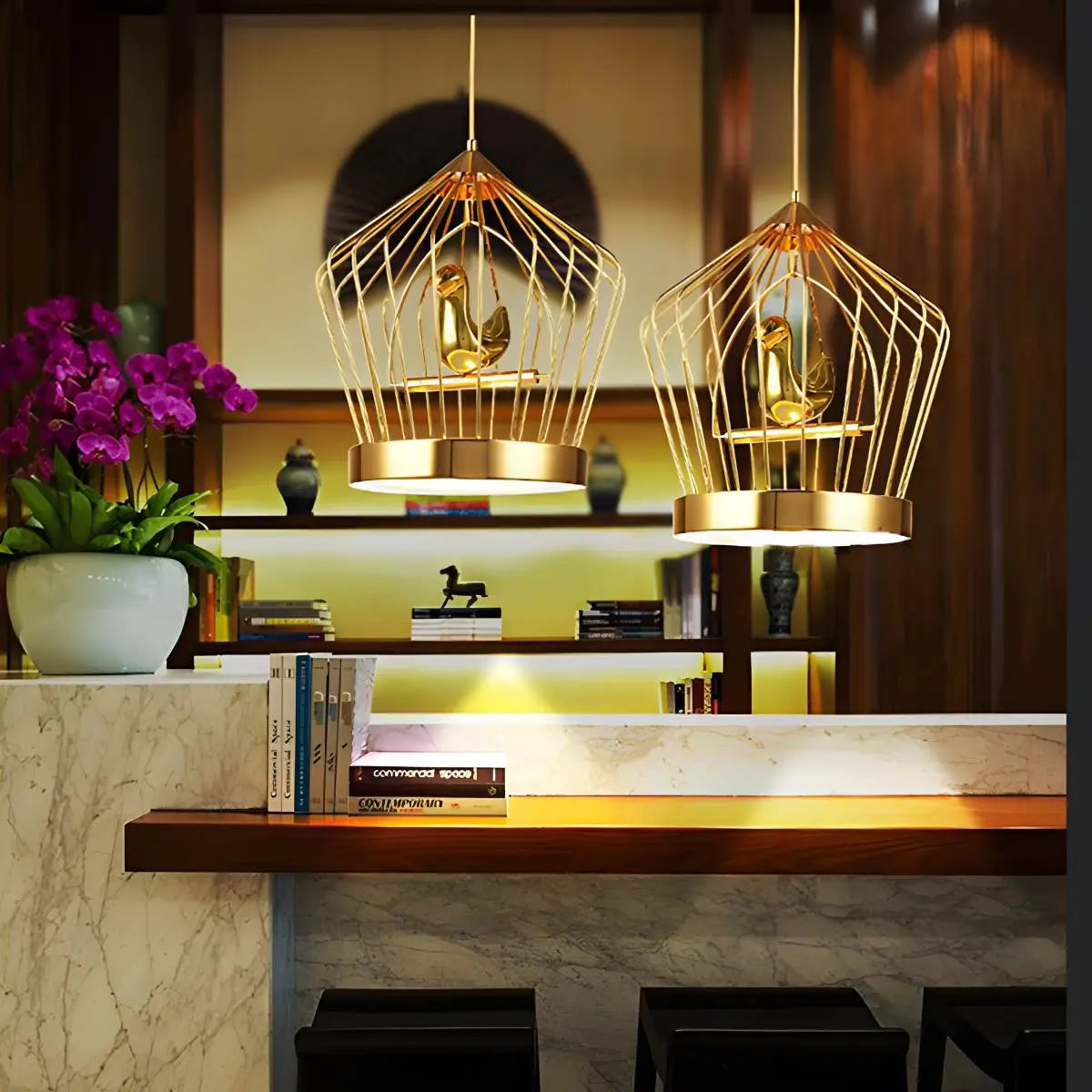 Feyran Creative Birdcage Pendant Light for Living Room