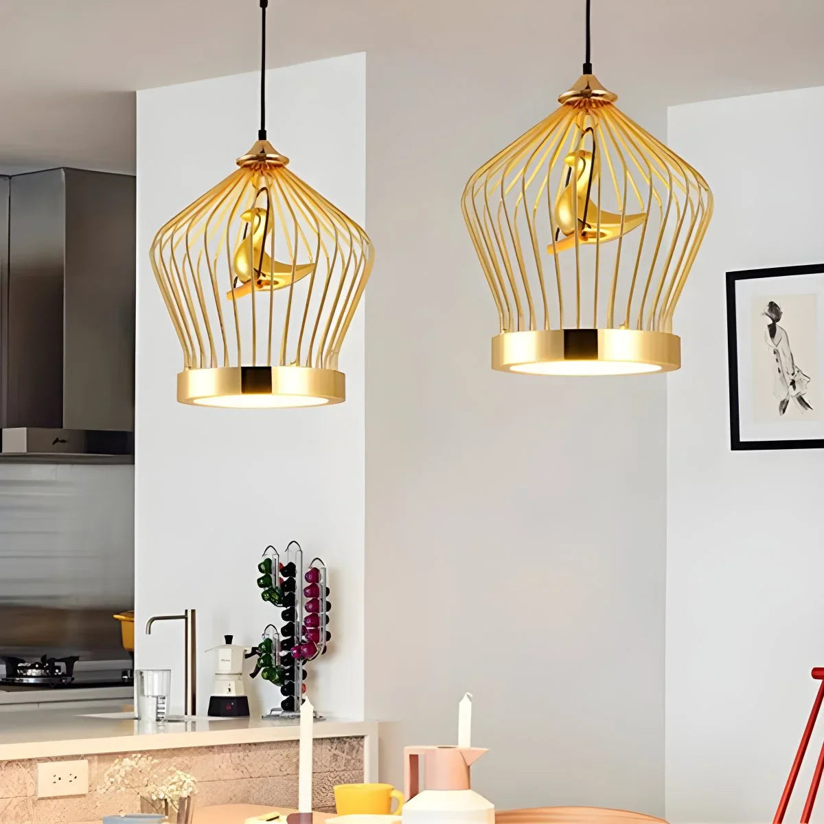Feyran Creative Birdcage Pendant Light for Living Room