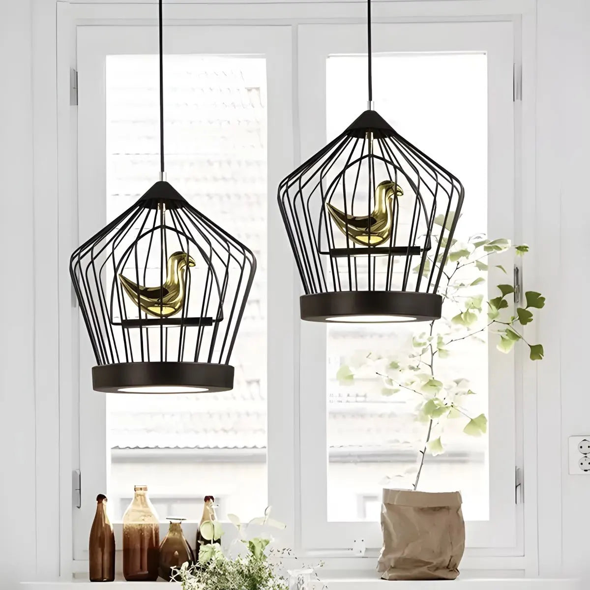 Feyran Creative Birdcage Pendant Light for Living Room
