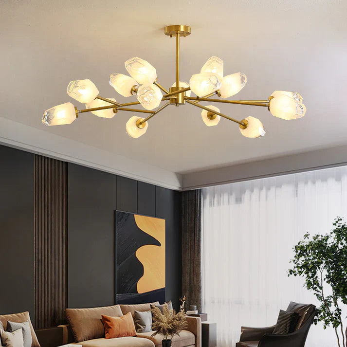 Feyran Crystal Bud Copper Chandelier for Living Room