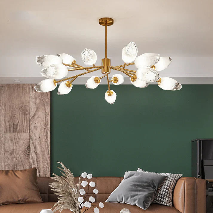 Feyran Crystal Bud Copper Chandelier for Living Room