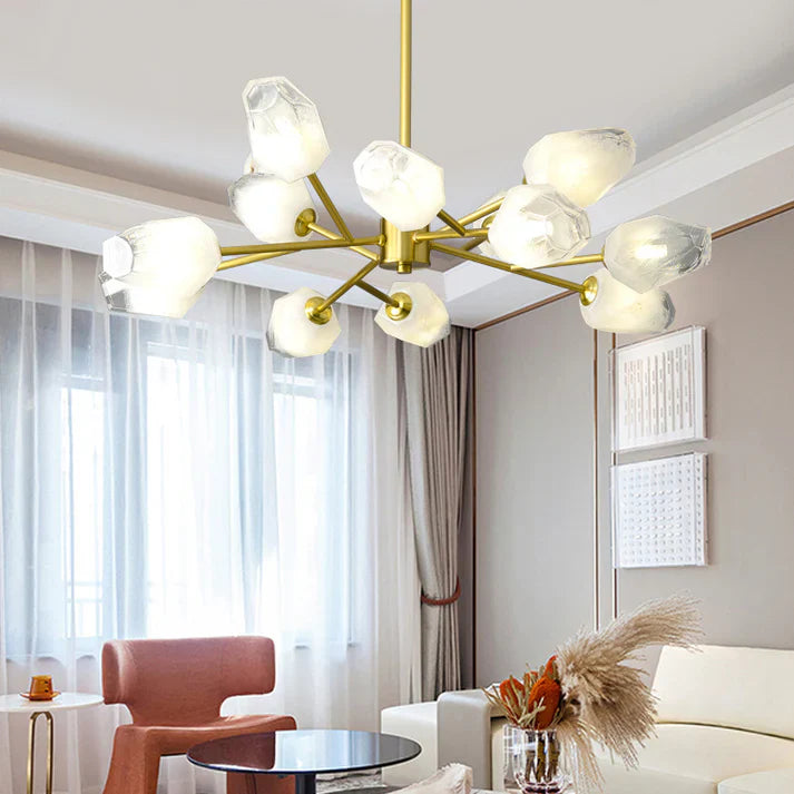 Feyran Crystal Bud Copper Chandelier for Living Room