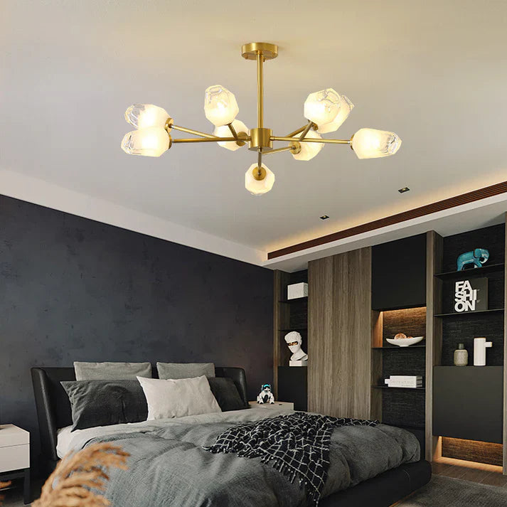 Feyran Crystal Bud Copper Chandelier for Living Room