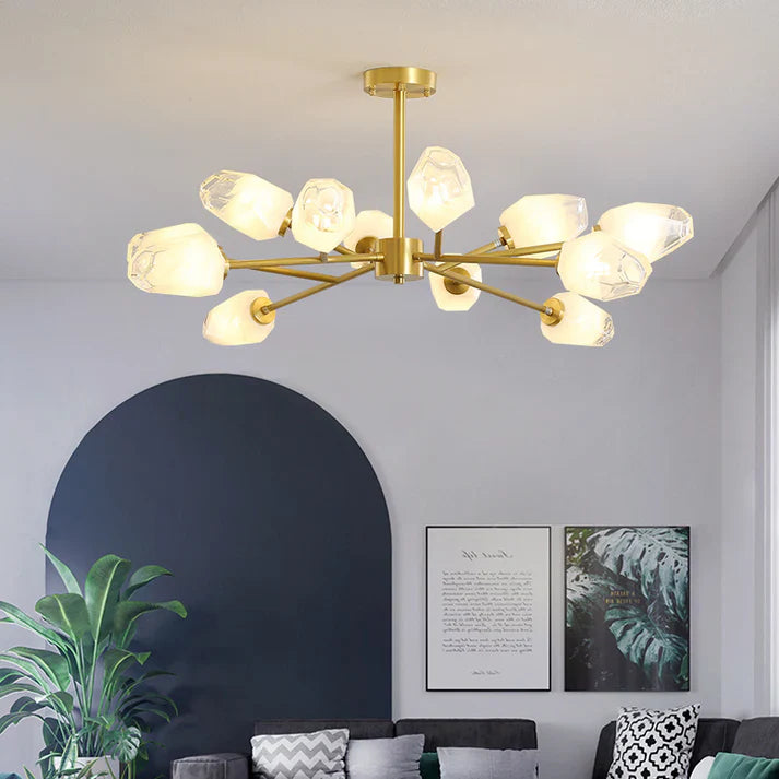 Feyran Crystal Bud Copper Chandelier for Living Room