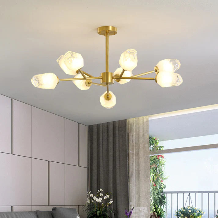 Feyran Crystal Bud Copper Chandelier for Living Room