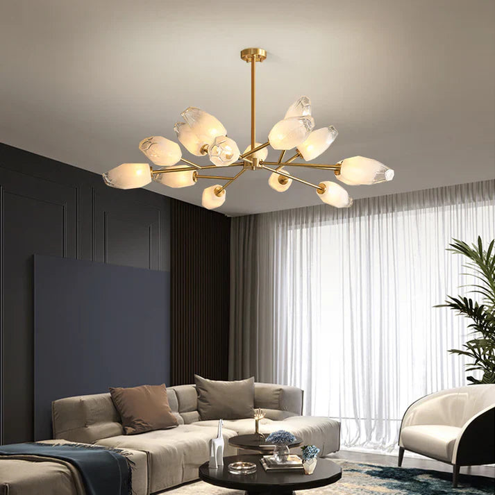 Feyran Crystal Bud Copper Chandelier for Living Room