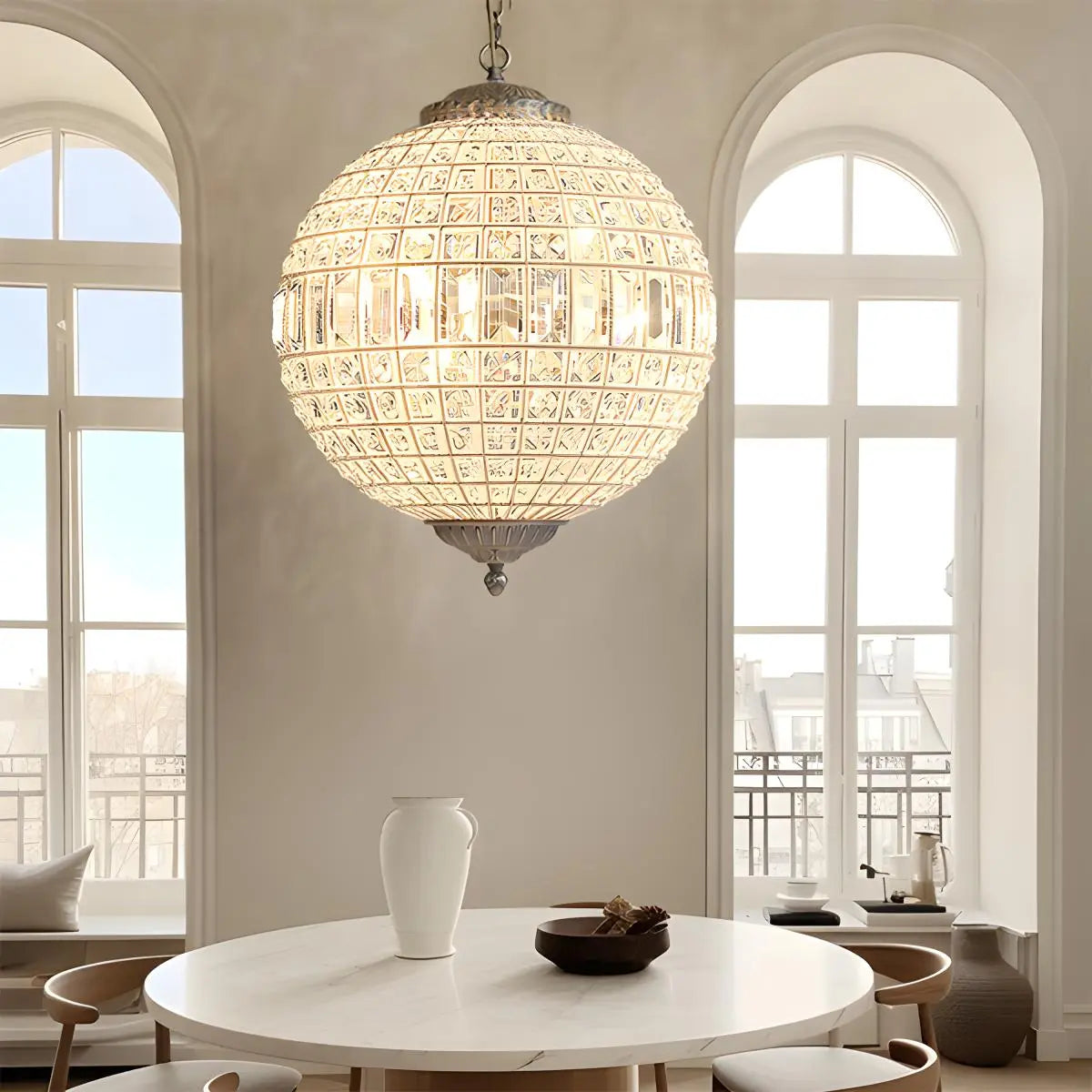 Feyran Crystal Sphere Pendant Light for Dining & Living Rooms