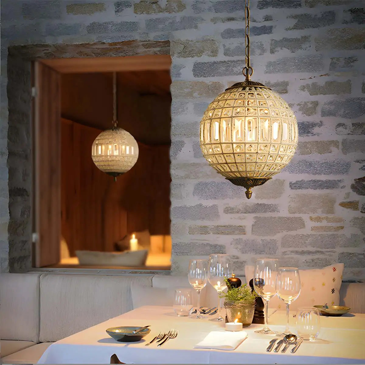 Feyran Crystal Sphere Pendant Light for Dining & Living Rooms