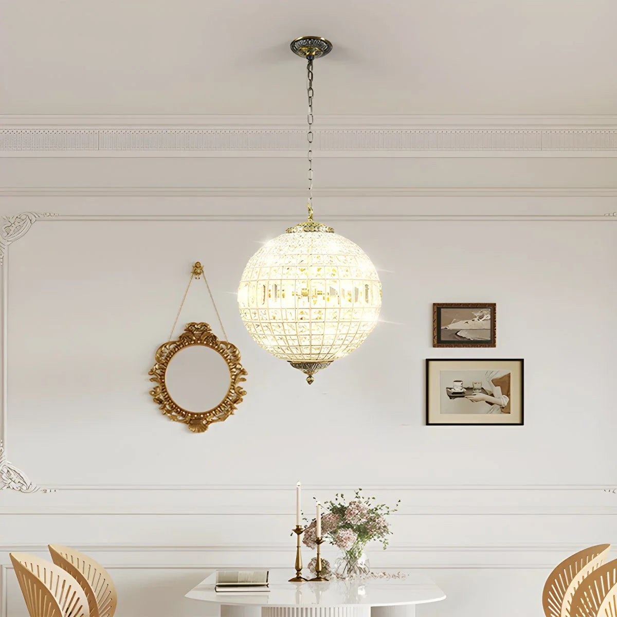 Feyran Crystal Sphere Pendant Light for Dining & Living Rooms