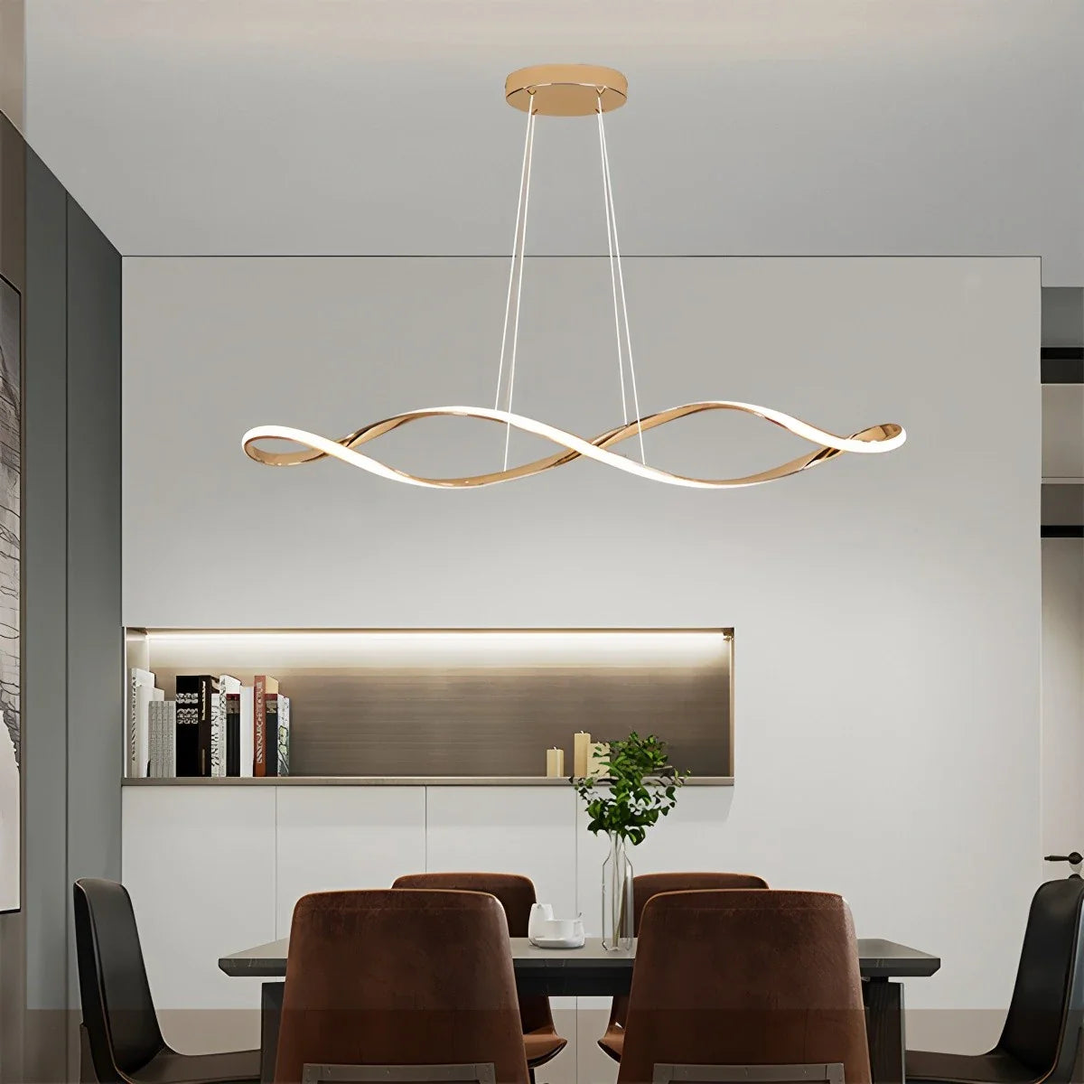 Feyran Linear Twist Pendant Light for Dining Room