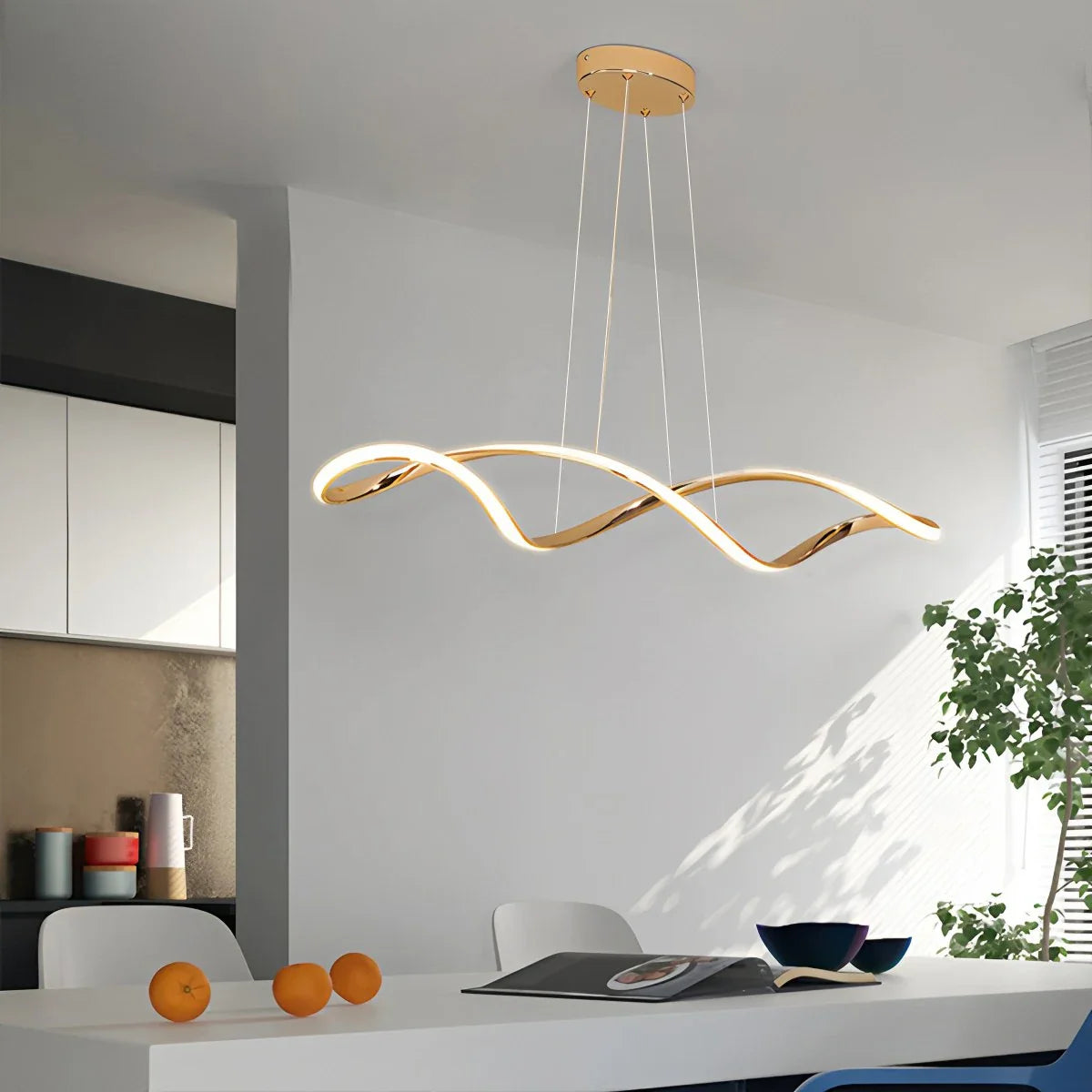 Feyran Linear Twist Pendant Light for Dining Room