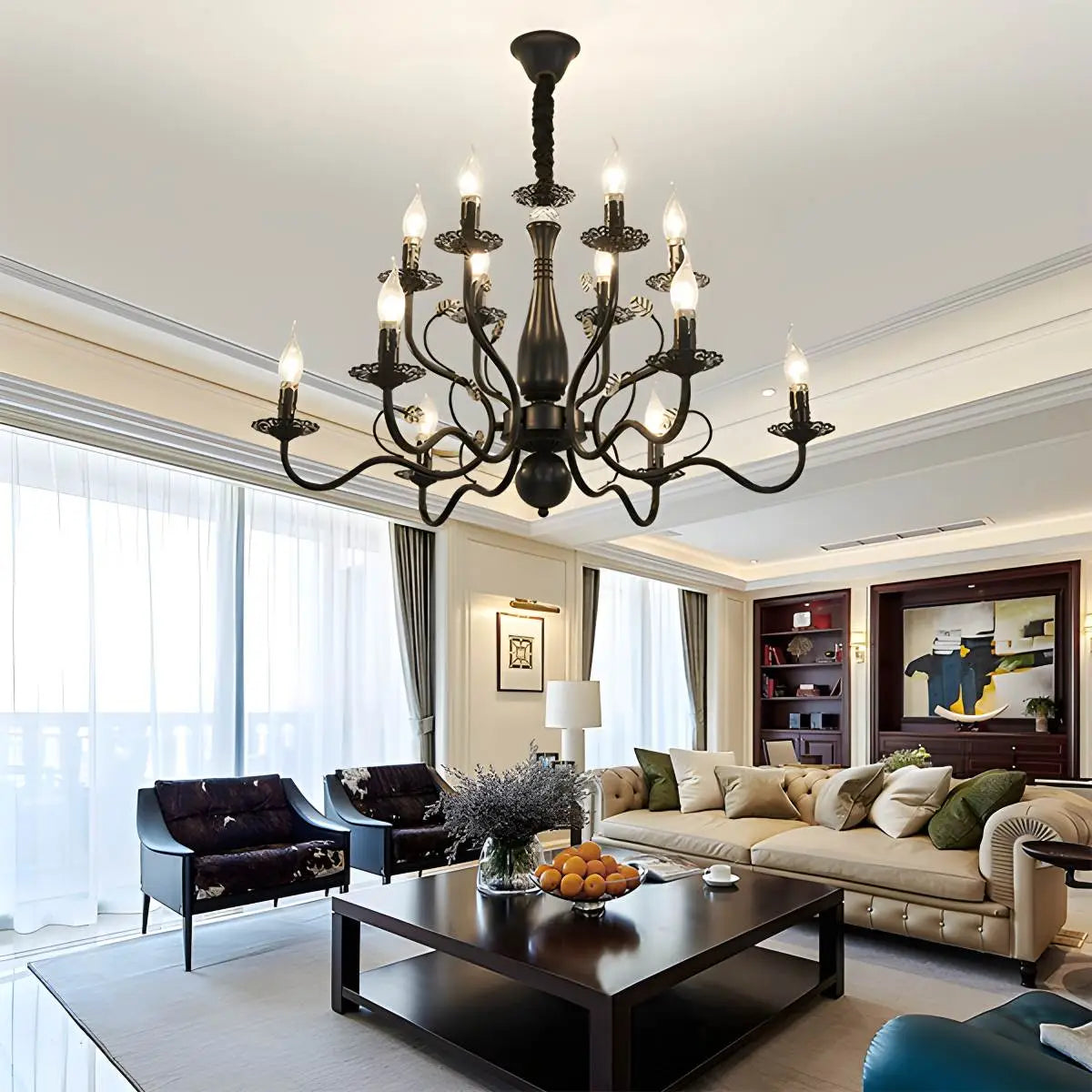 Feyran Double Layered Candle Chandelier for Dining Room