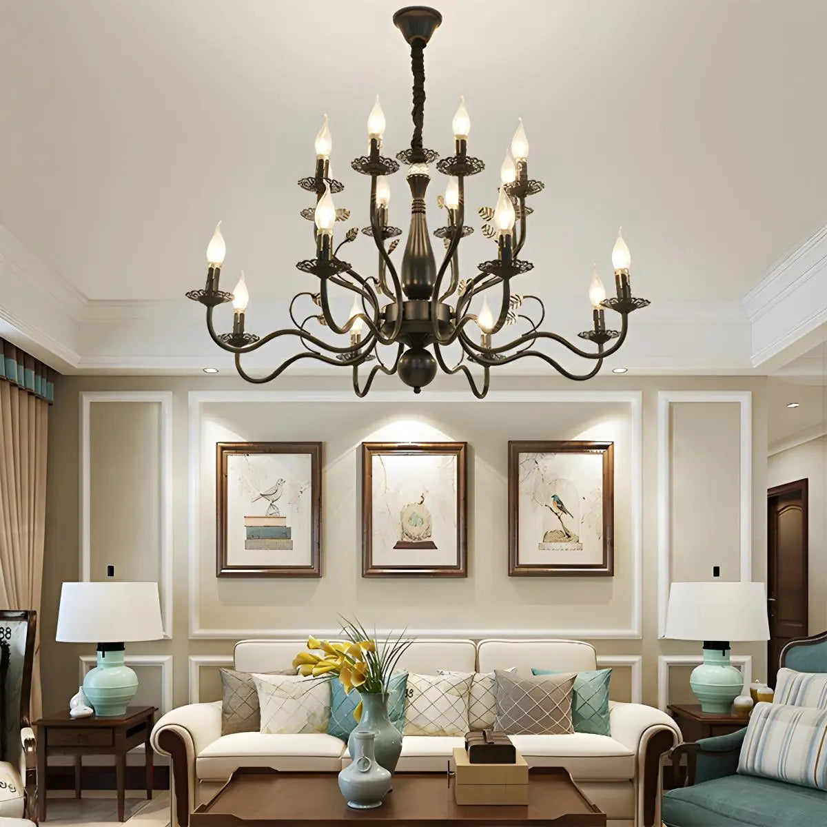 Feyran Double Layered Candle Chandelier for Dining Room