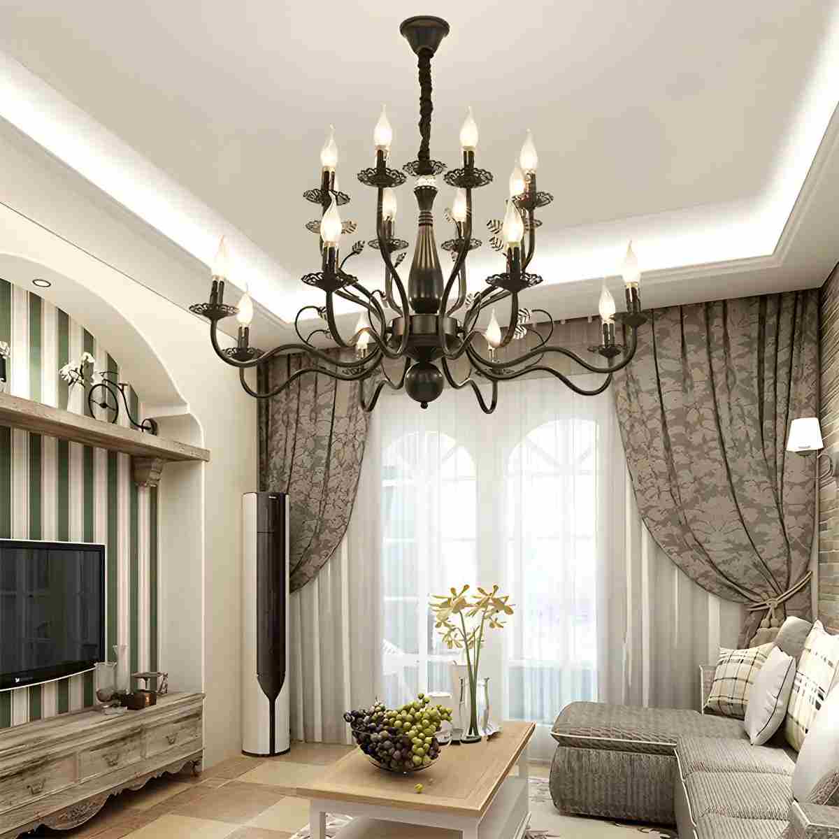 Feyran Double Layered Candle Chandelier for Dining Room