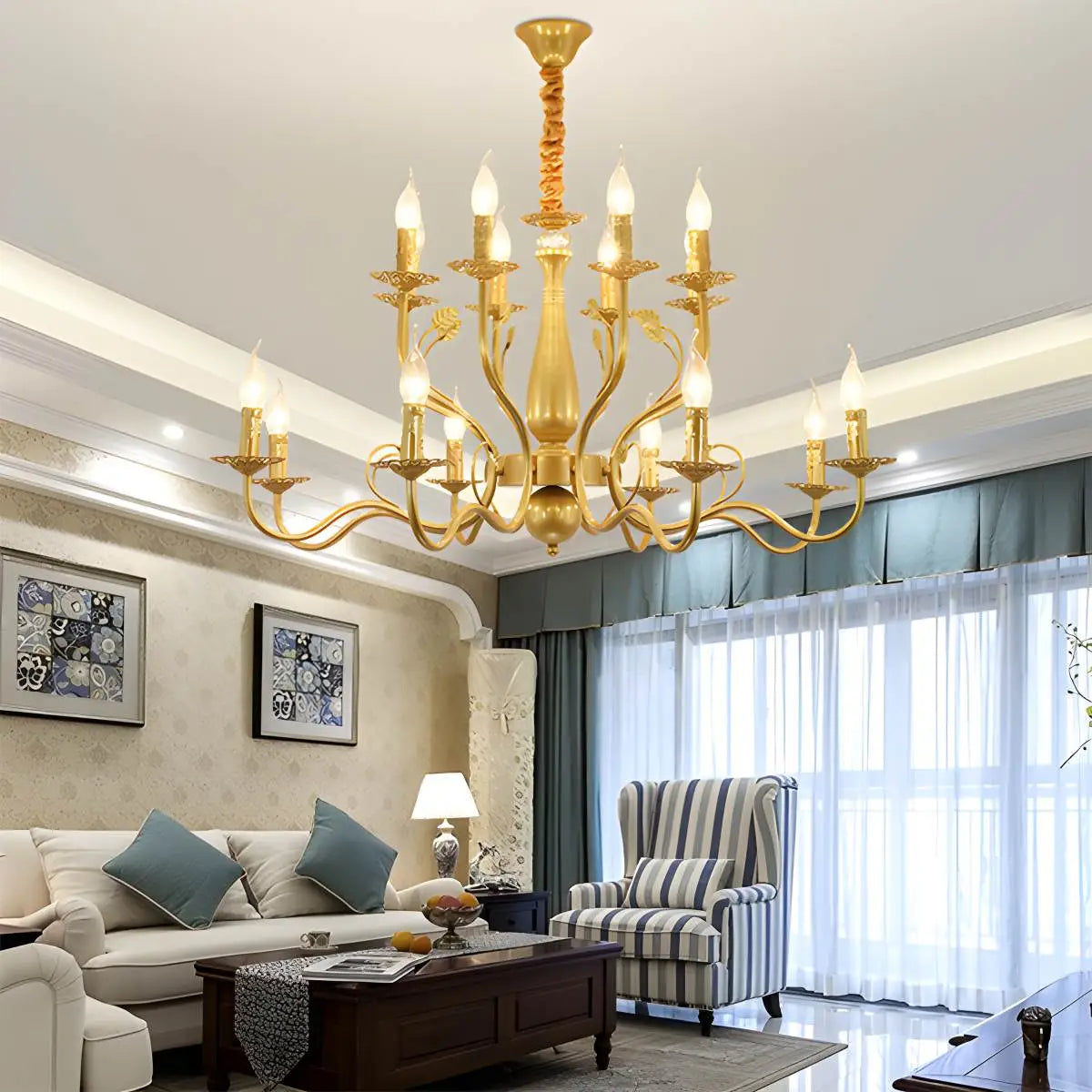 Feyran Double Layered Candle Chandelier for Dining Room