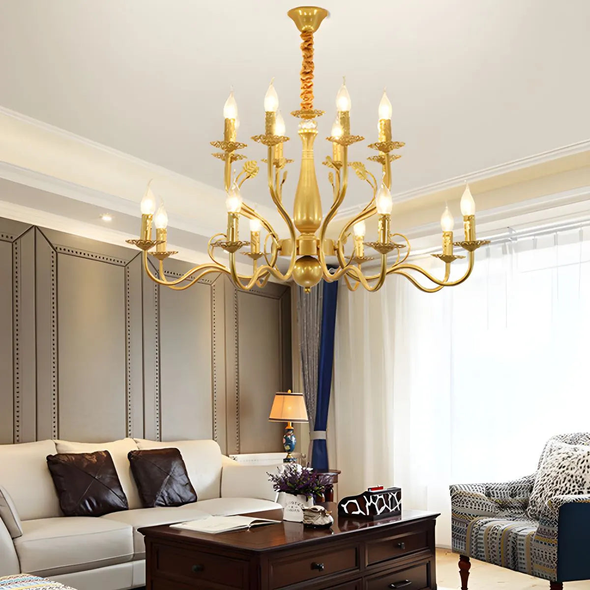 Feyran Double Layered Candle Chandelier for Dining Room