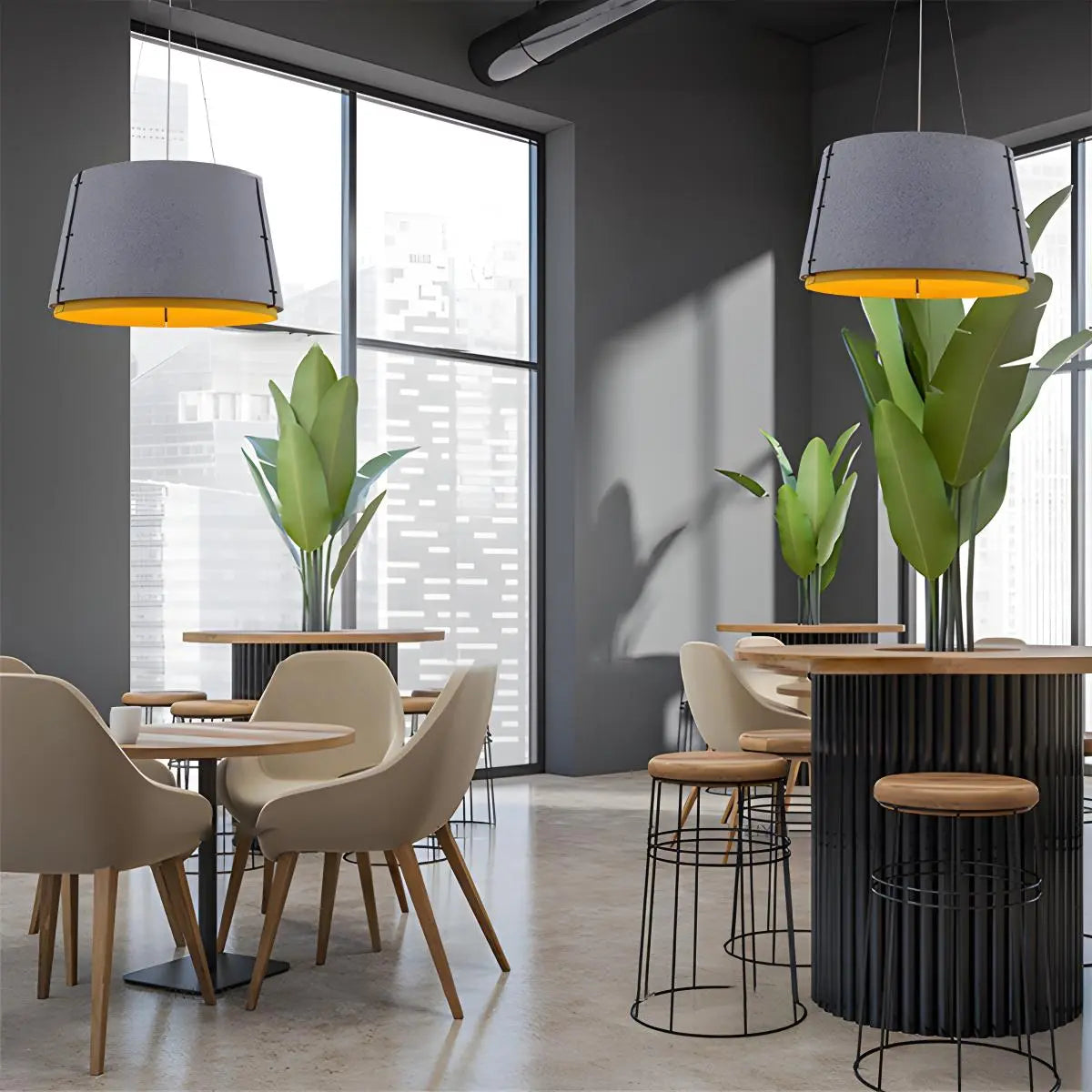 Feyran Double Layer Circular Acoustic Pendant Light for Office