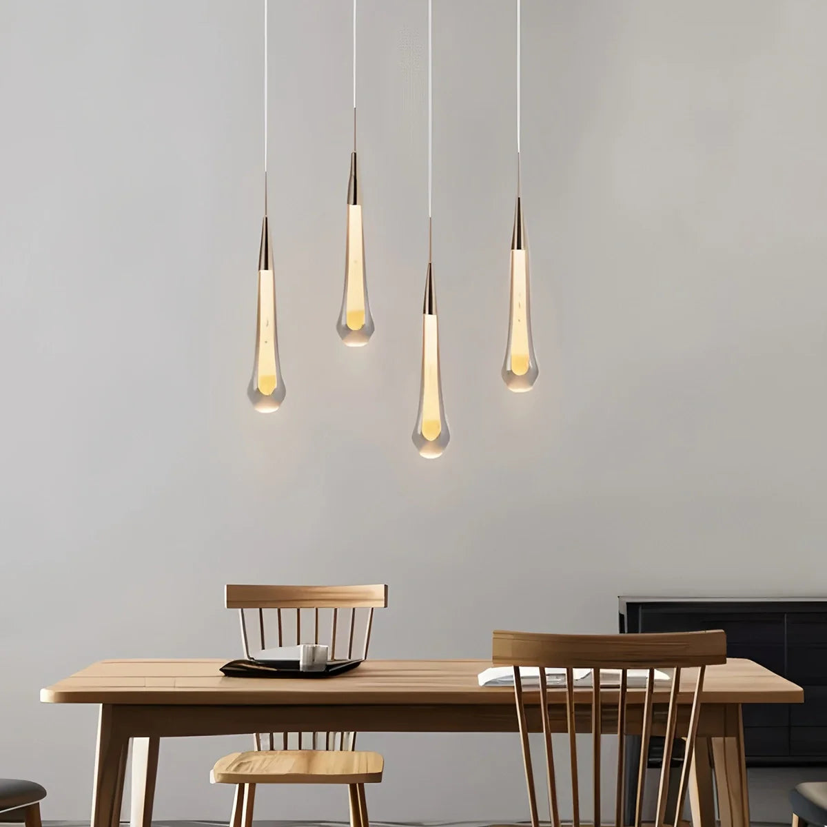 Feyran Drop Crystal Chrome Pendant Light for Bedroom