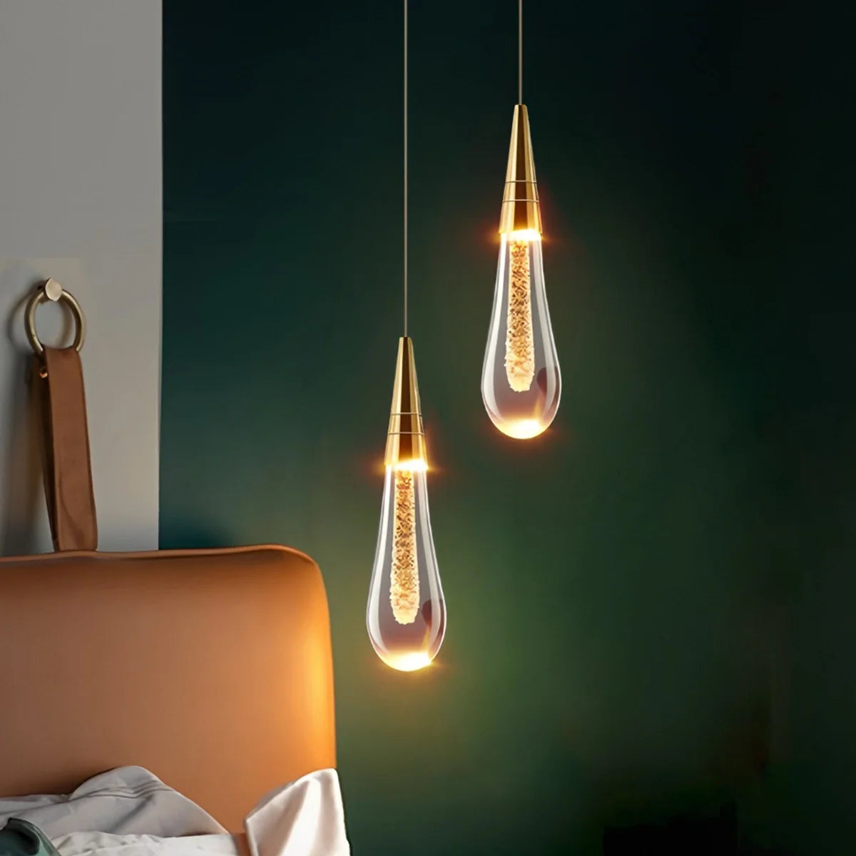 Feyran Drop Crystal Chrome Pendant Light for Bedroom