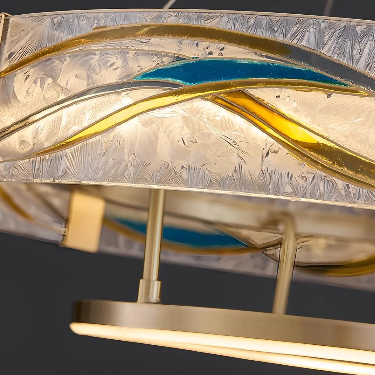 Feyran Enamel Round Brass Chandelier for Dining Area