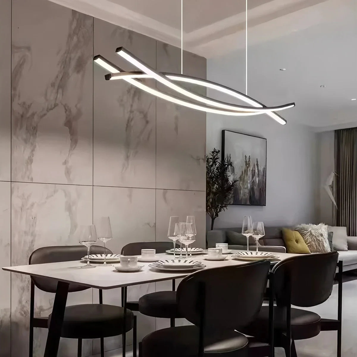Feyran Eraj Curved LED Pendant Light for Kitchen Island