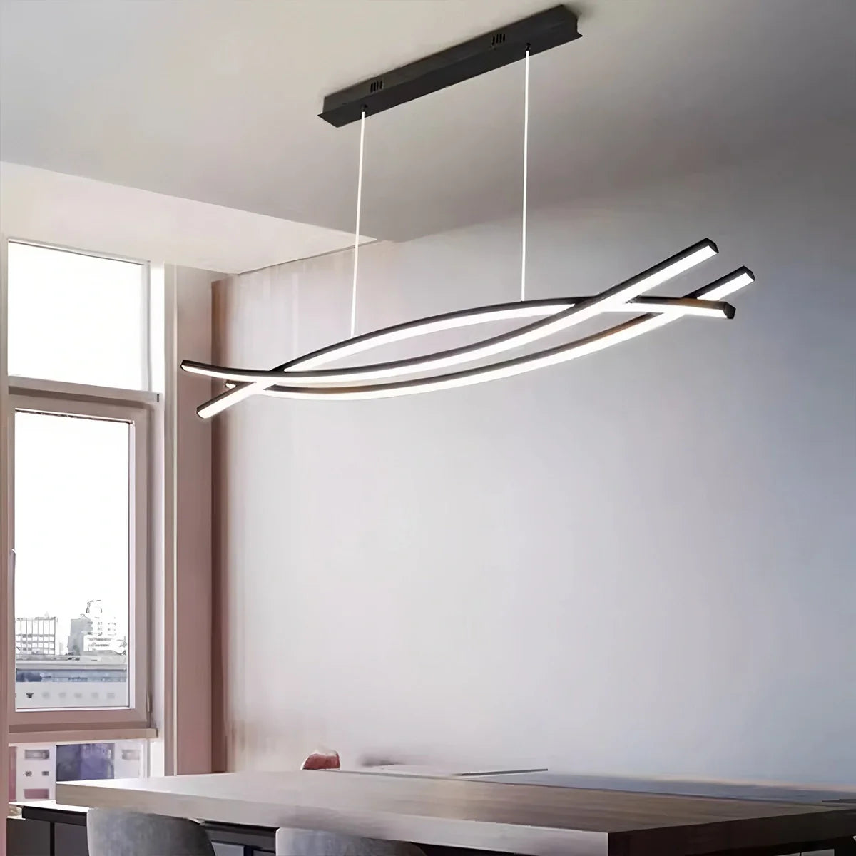 Feyran Eraj Curved LED Pendant Light for Kitchen Island