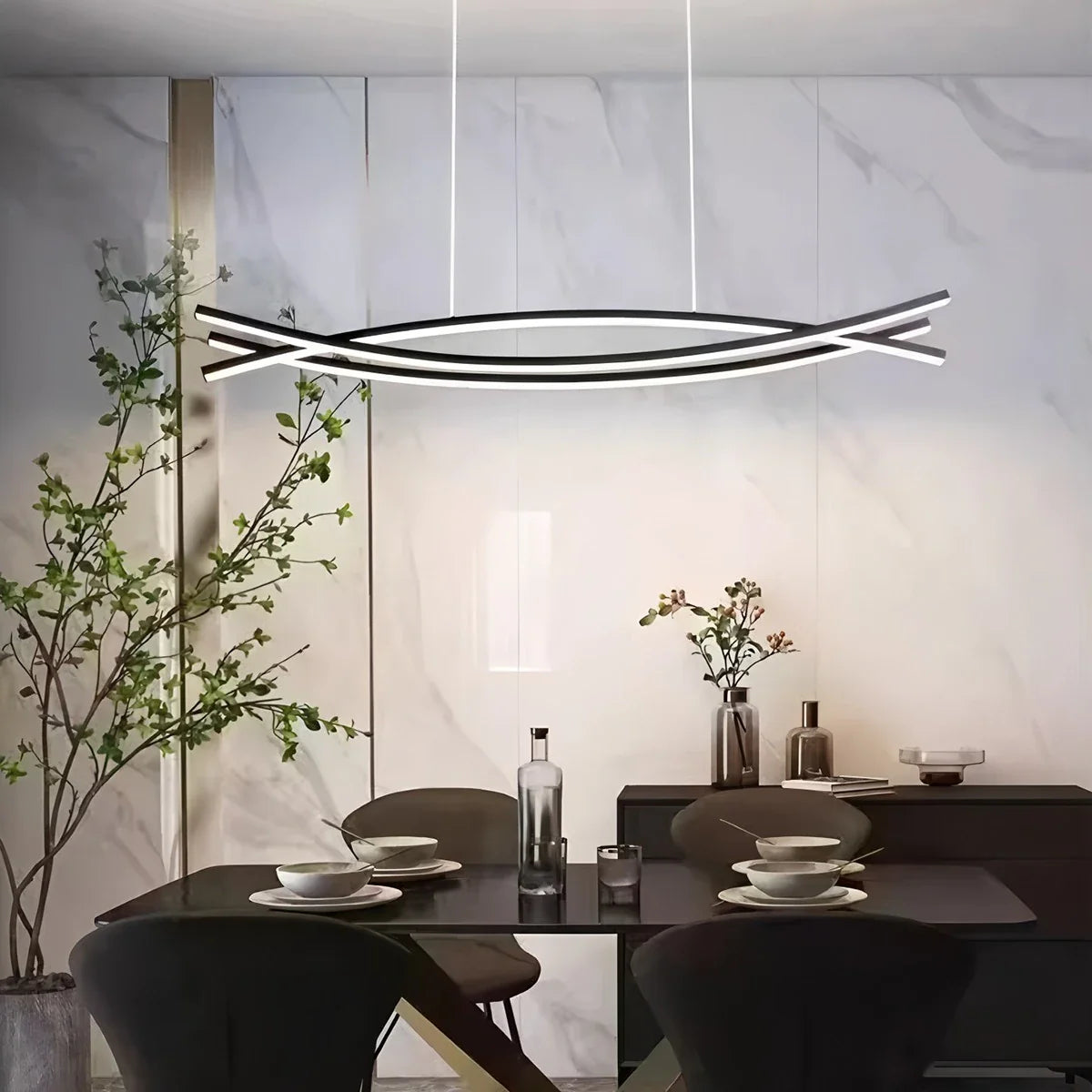 Feyran Eraj Curved LED Pendant Light for Kitchen Island