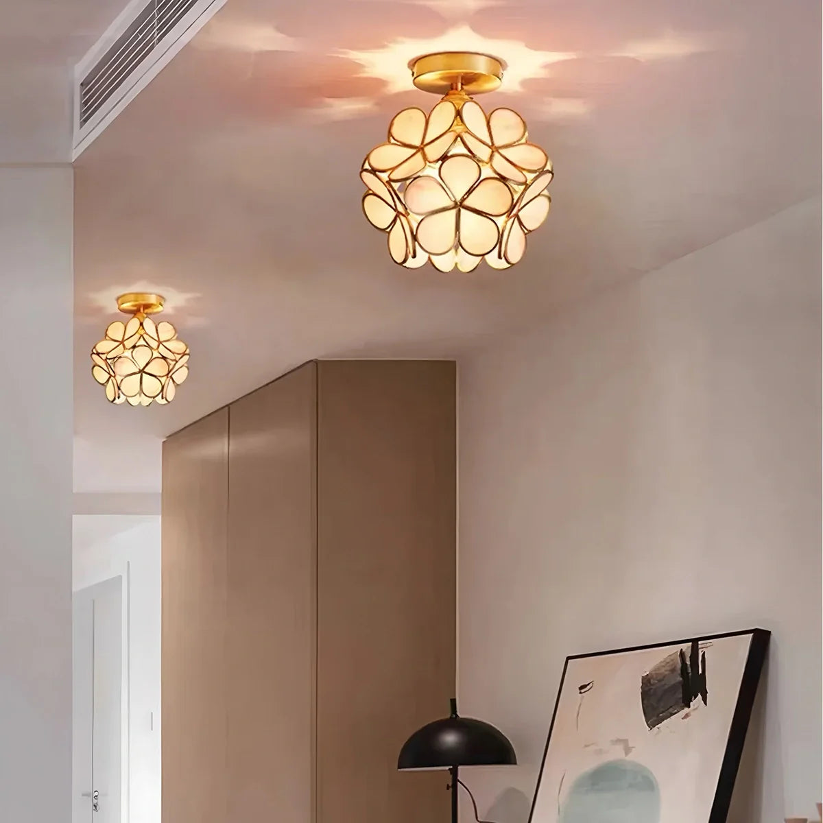 Feyran European Style Copper Glass Ceiling Lamp-E