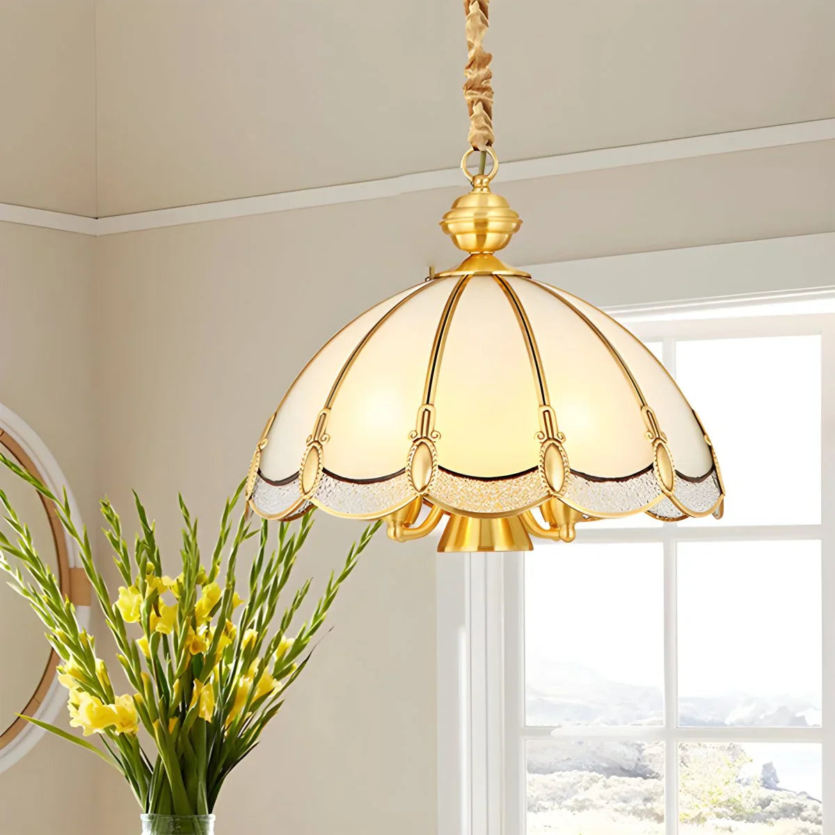 Feyran European Style Copper Pendant Light for Living Room