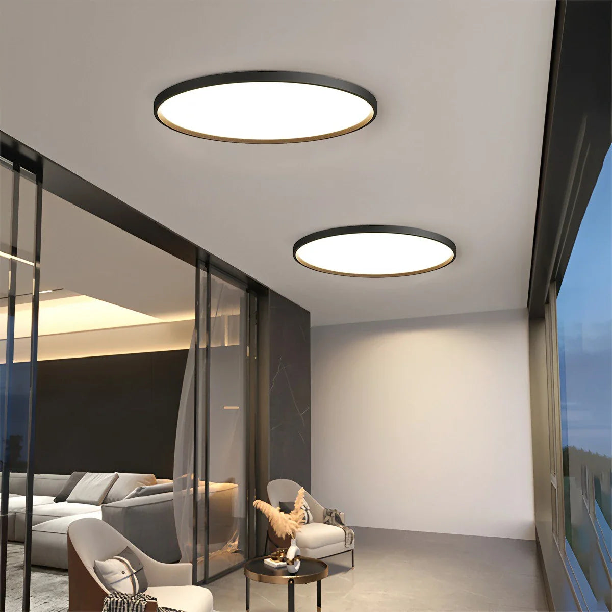 Feyran Flat Round Flush Mount Ceiling Light for Bedroom