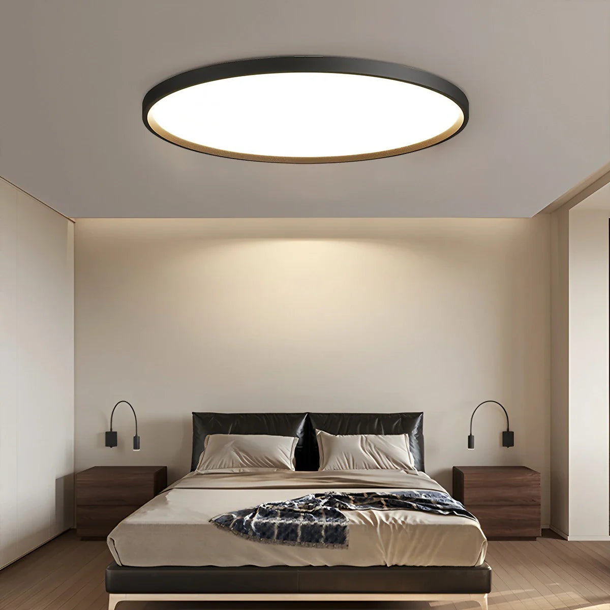 Feyran Flat Round Flush Mount Ceiling Light for Bedroom