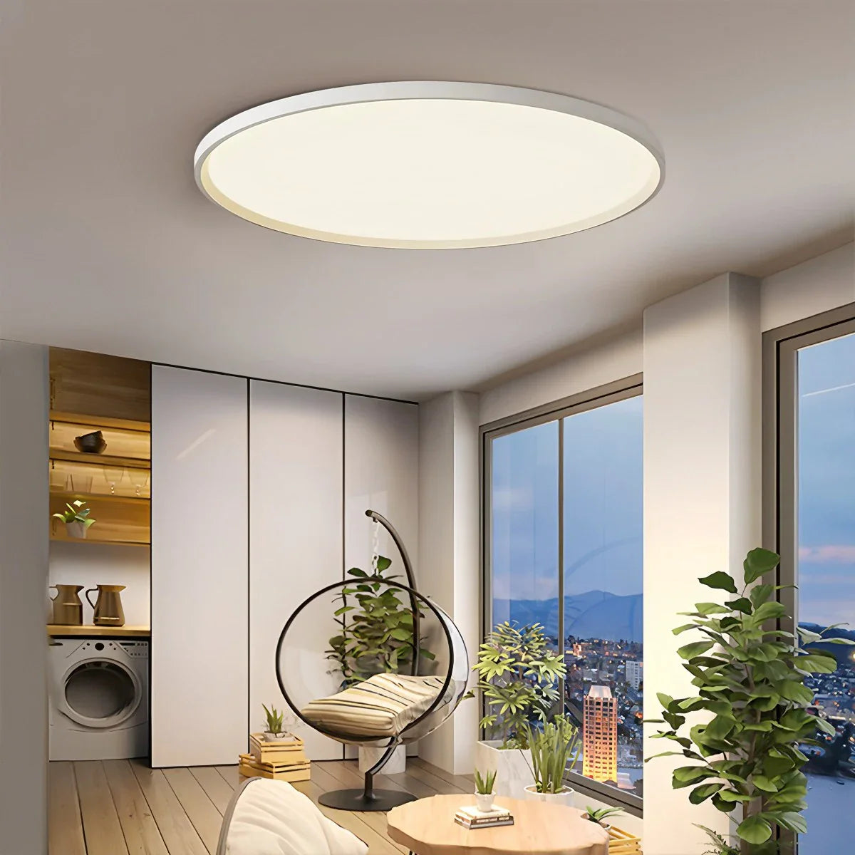 Feyran Flat Round Flush Mount Ceiling Light for Bedroom