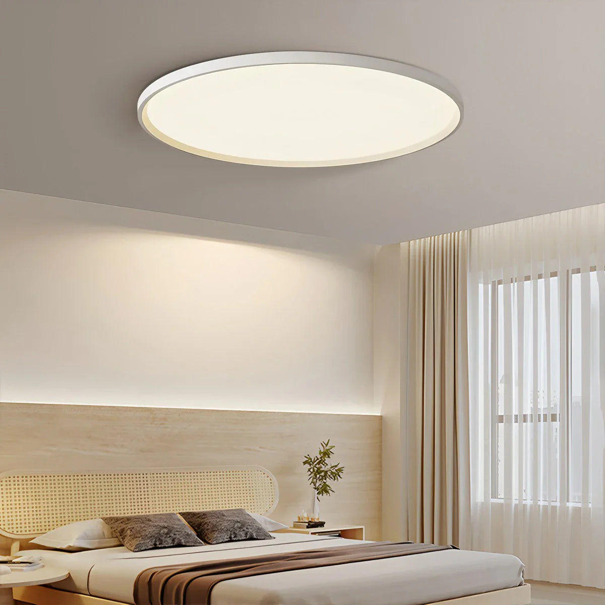 Feyran Flat Round Flush Mount Ceiling Light for Bedroom