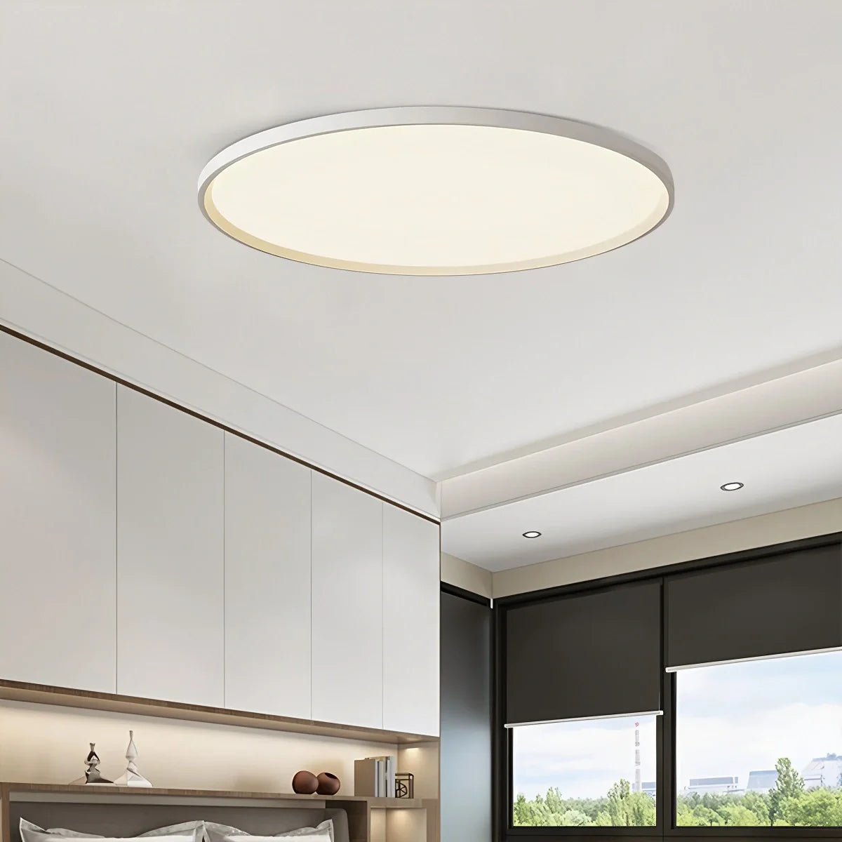 Feyran Flat Round Flush Mount Ceiling Light for Bedroom