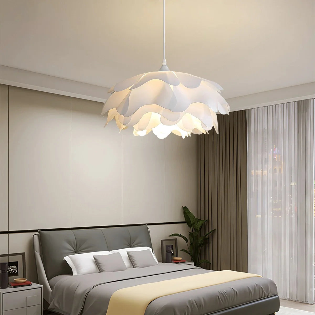 Feyran Flower Shaped White Pendant Lamp for Bedroom