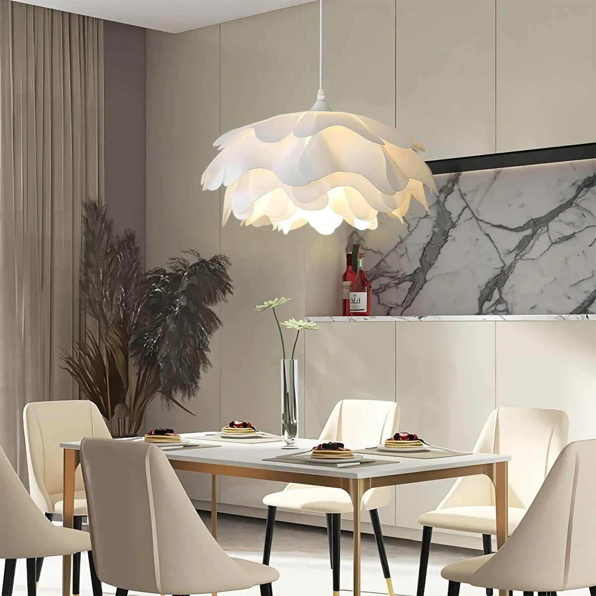 Feyran Flower Shaped White Pendant Lamp for Bedroom