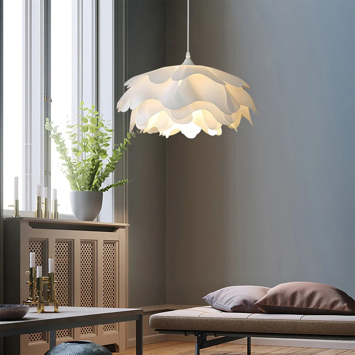 Feyran Flower Shaped White Pendant Lamp for Bedroom
