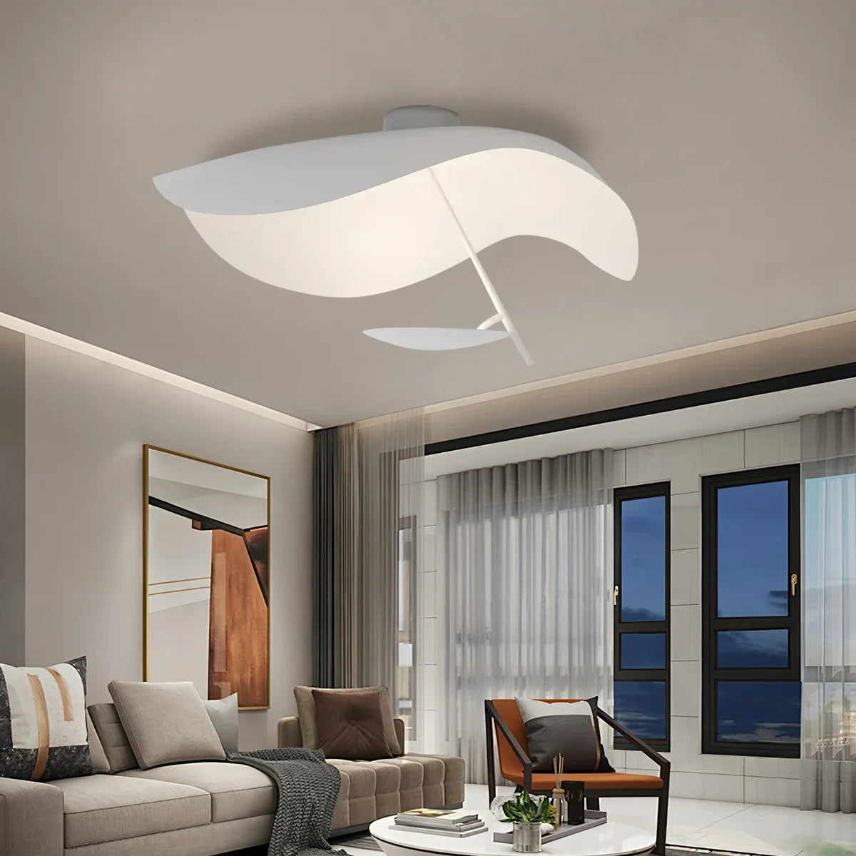 Feyran Sculptural Waveform Ceiling Light for Living Room