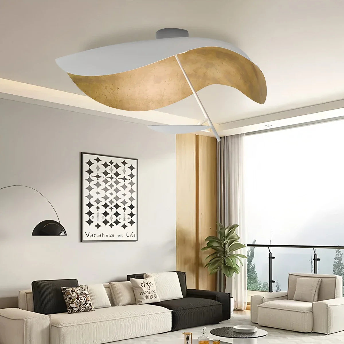 Feyran Sculptural Waveform Ceiling Light for Living Room