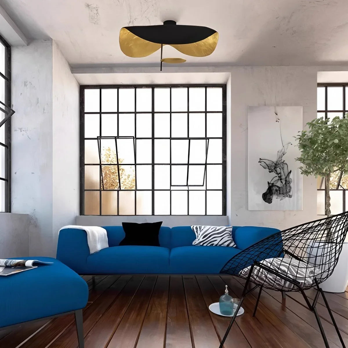 Feyran Sculptural Waveform Ceiling Light for Living Room