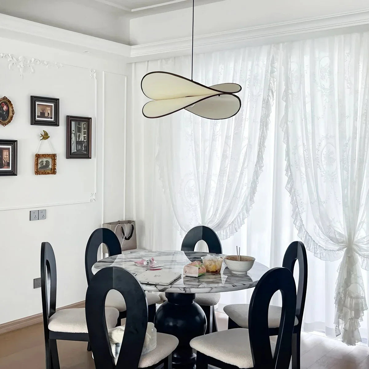 Feyran French Fabric Potato Chip Pendant Light for Dining Room