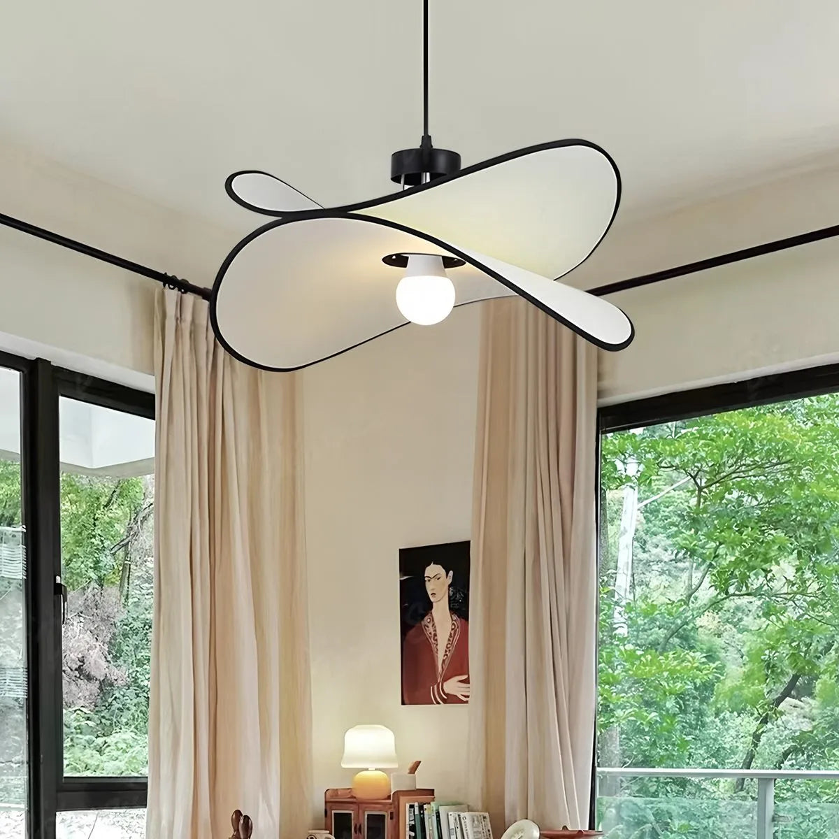 Feyran French Fabric Potato Chip Pendant Light for Dining Room