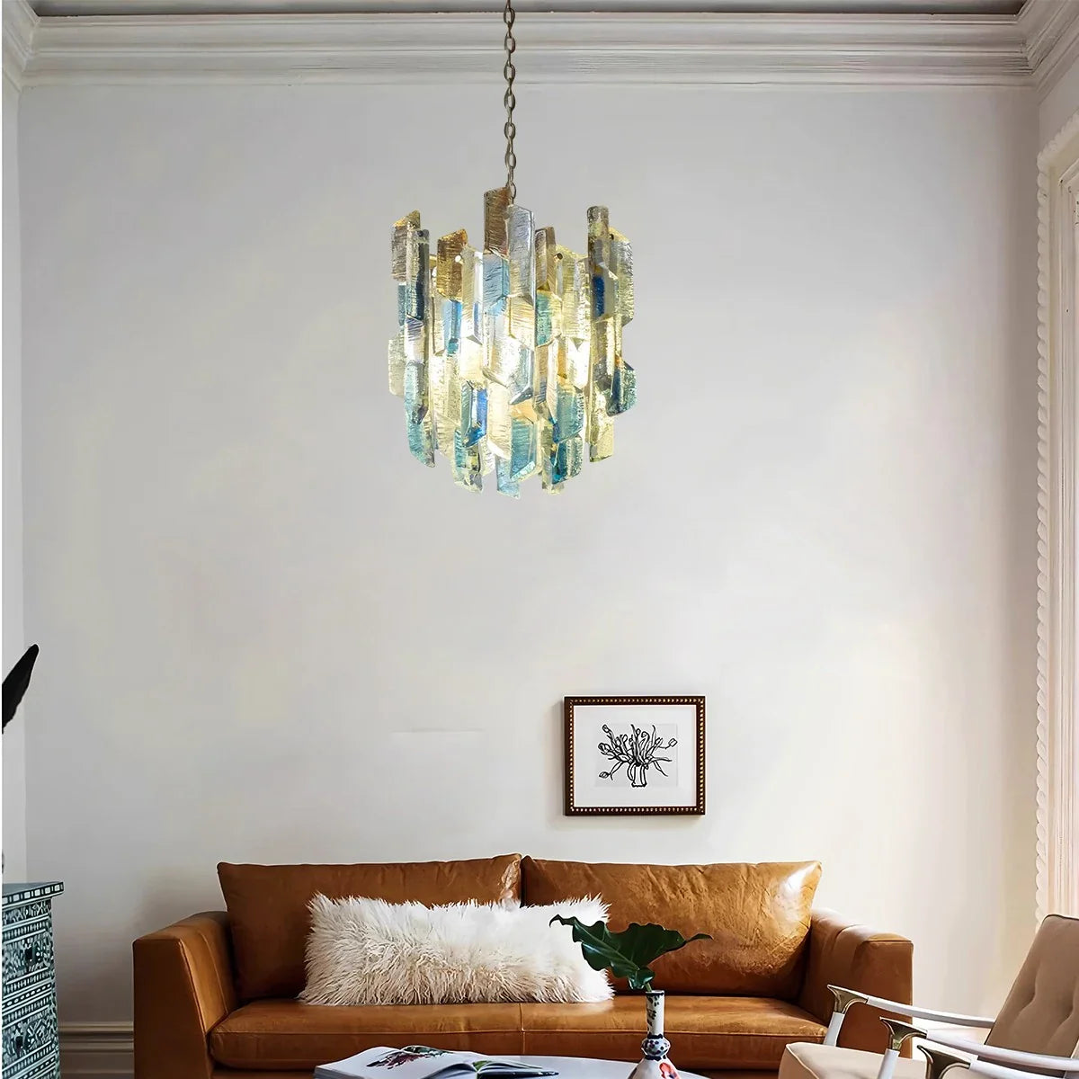 Feyran French Retro Ice Edged Glass Pendant Light