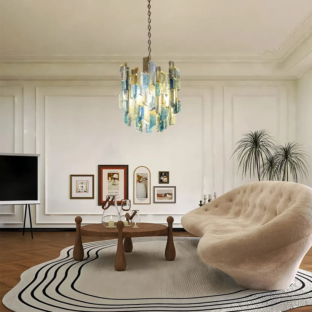 Feyran French Retro Ice Edged Glass Pendant Light