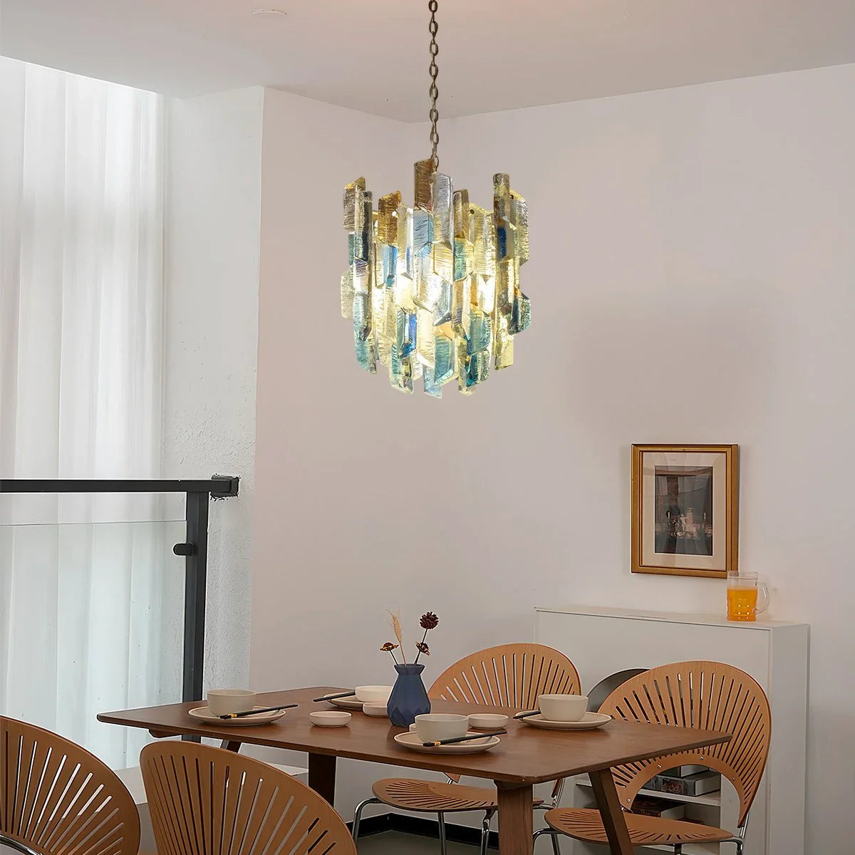 Feyran French Retro Ice Edged Glass Pendant Light