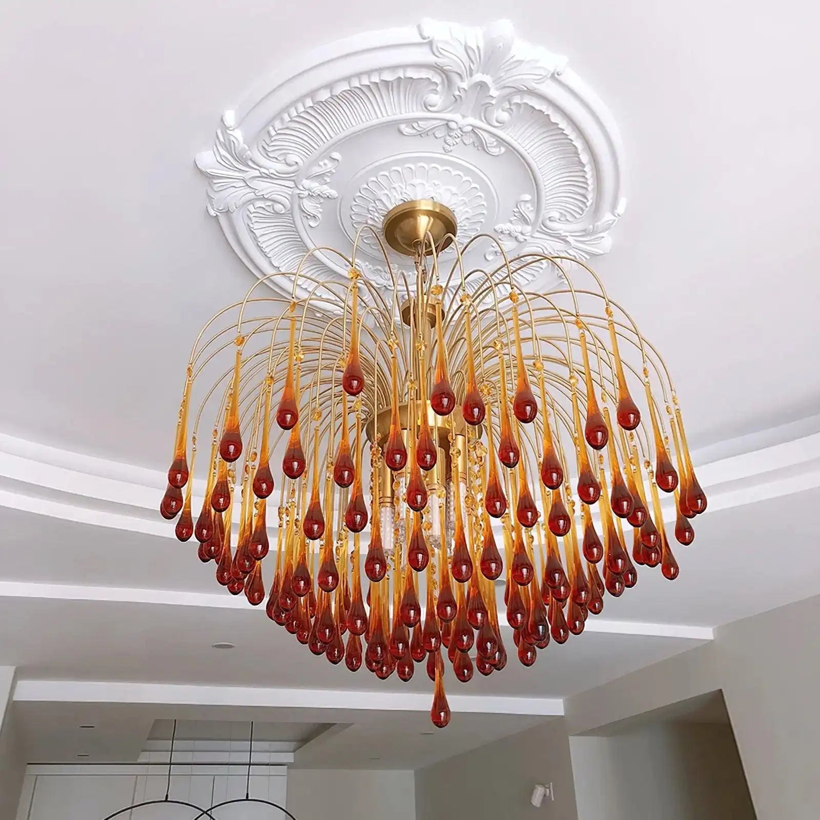 Feyran French Retro Water Drop Glass Chandelier