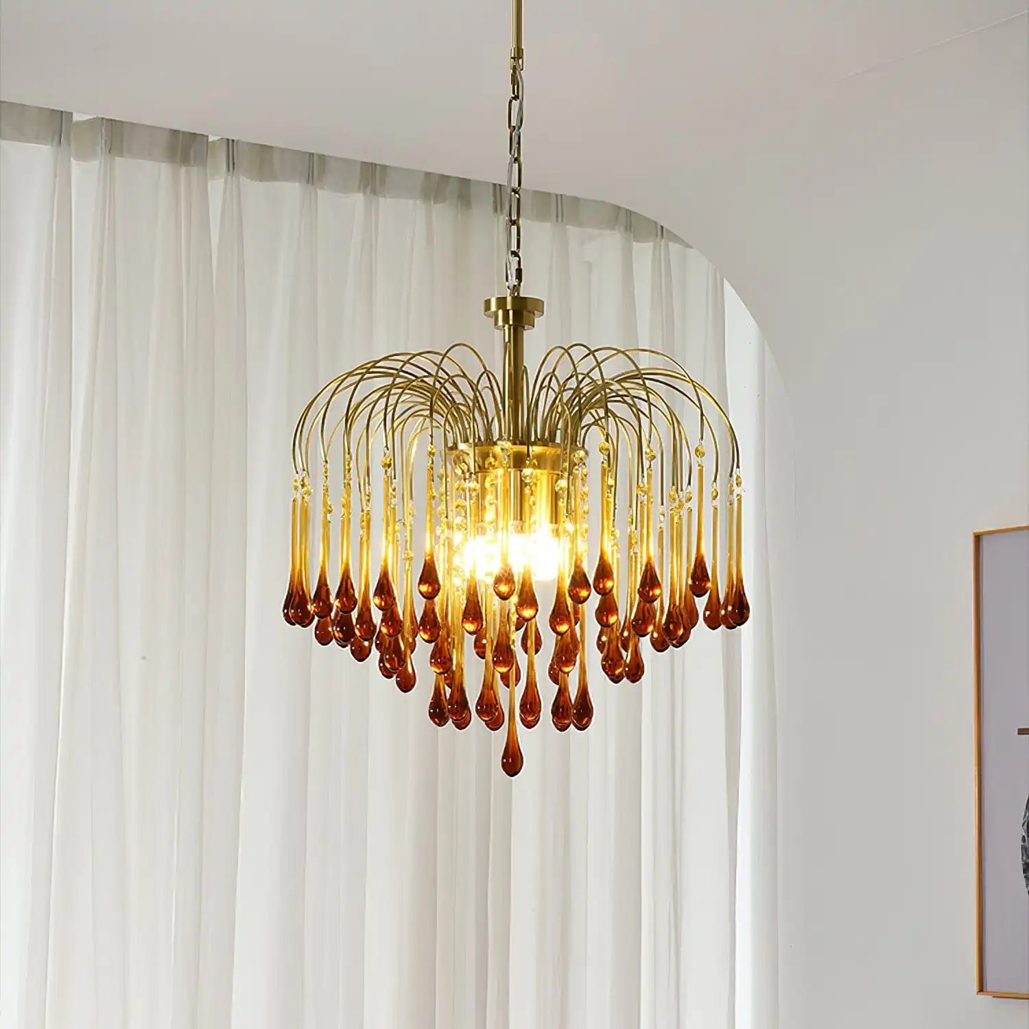 Feyran French Retro Water Drop Glass Chandelier
