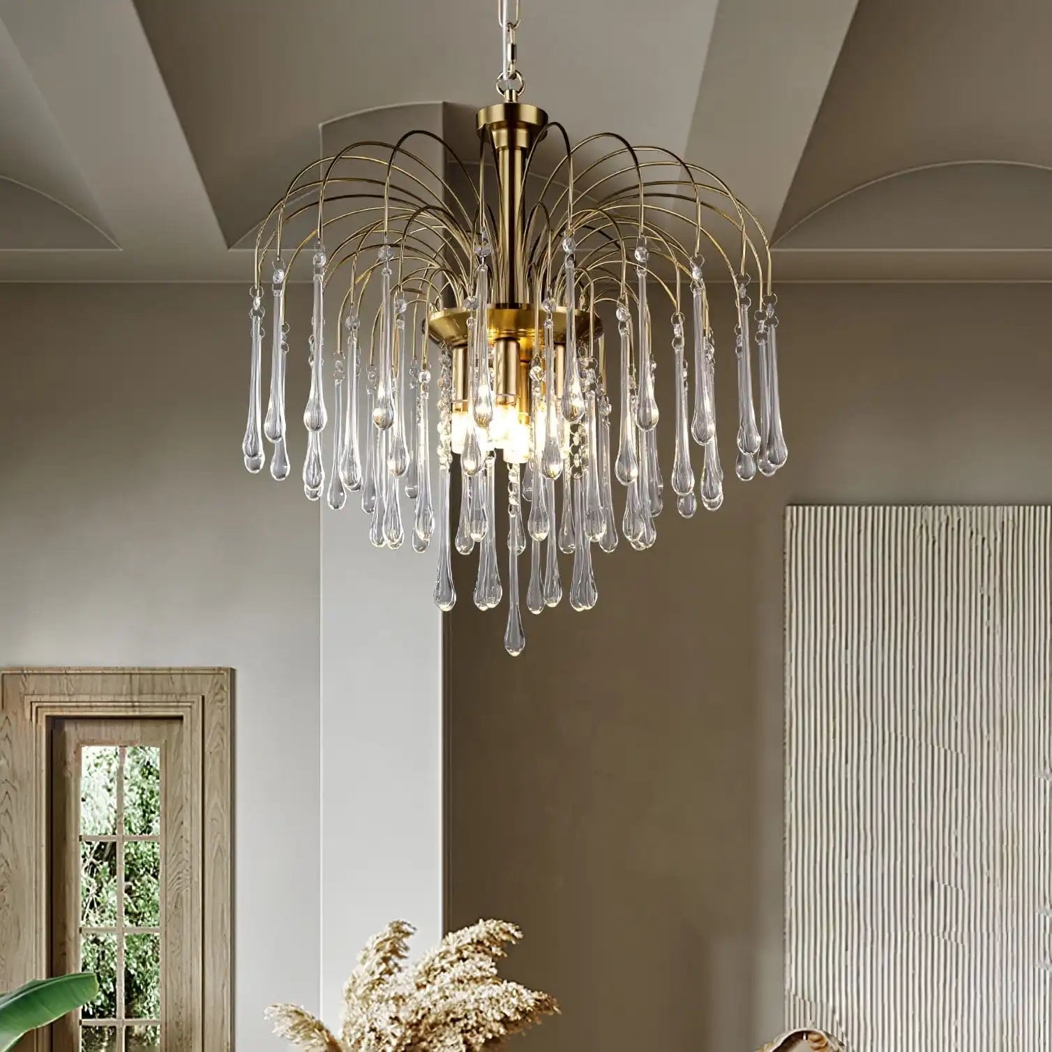 Feyran French Retro Water Drop Glass Chandelier